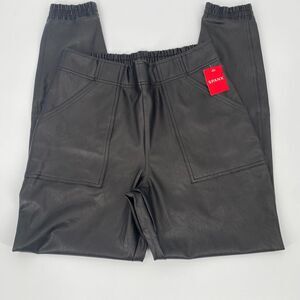 NEW Spanx Black Leather-Like Jogger Pants NWT Size Large‎ Retail $148